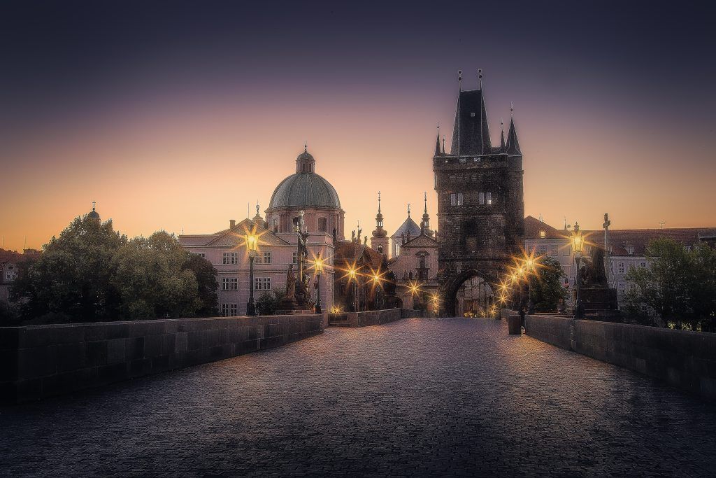 Praga, Atardecer, Ciudad Dorada, Puente.